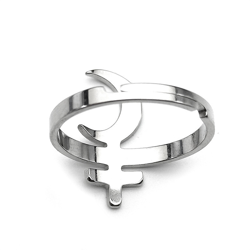 MYK3209-Stainless Steel Gothic Hip Hop Geometric Cross Couple Rings