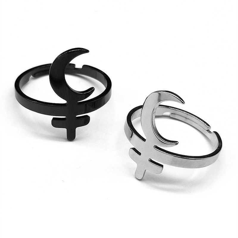 MYK3209-Stainless Steel Gothic Hip Hop Geometric Cross Couple Rings