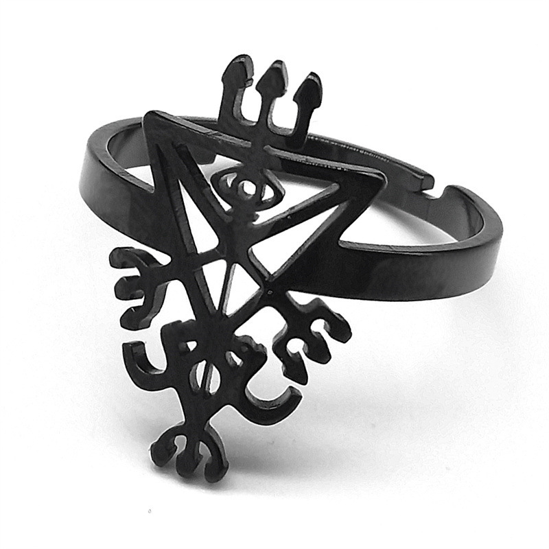 MYK3191-Cut stainless steel six-pointed star set in  triangle ring