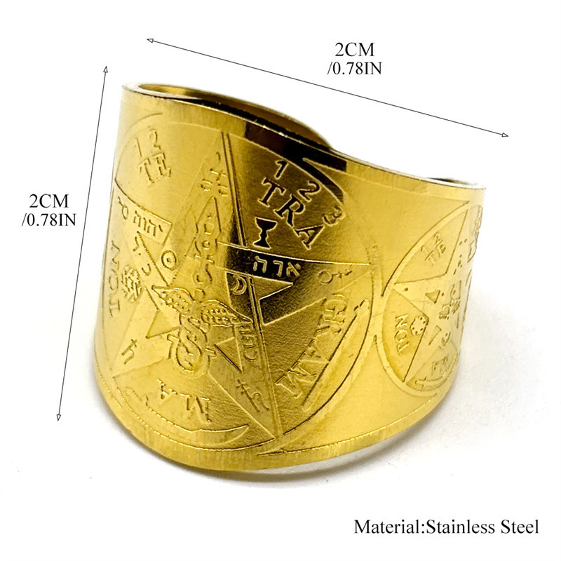 MYK3215-Five-pointed star stamp letter geometric smooth round stainless steel ring