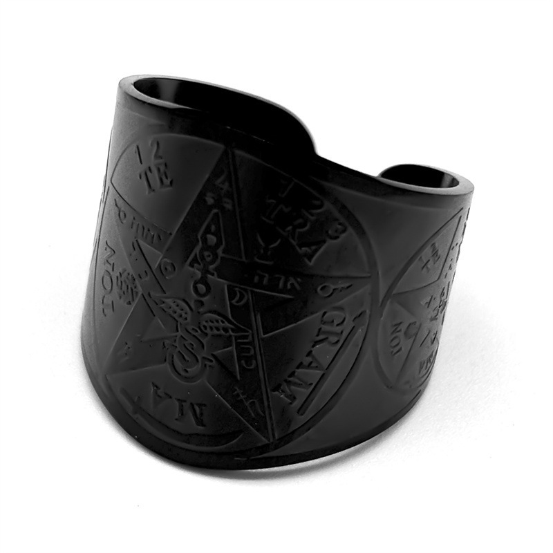 MYK3215-Five-pointed star stamp letter geometric smooth round stainless steel ring