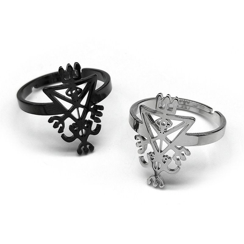 MYK3191-Cut stainless steel six-pointed star set in  triangle ring