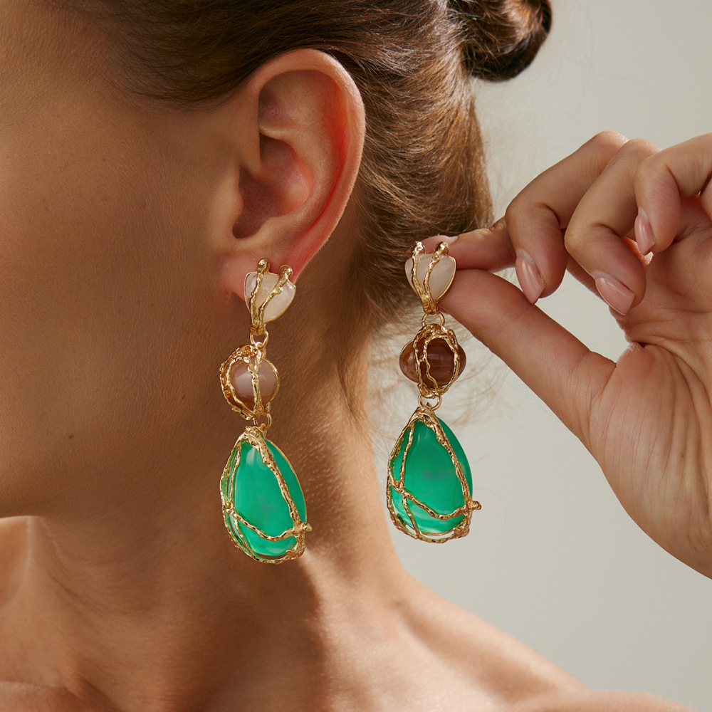 High-end irregular resin alloy earrings