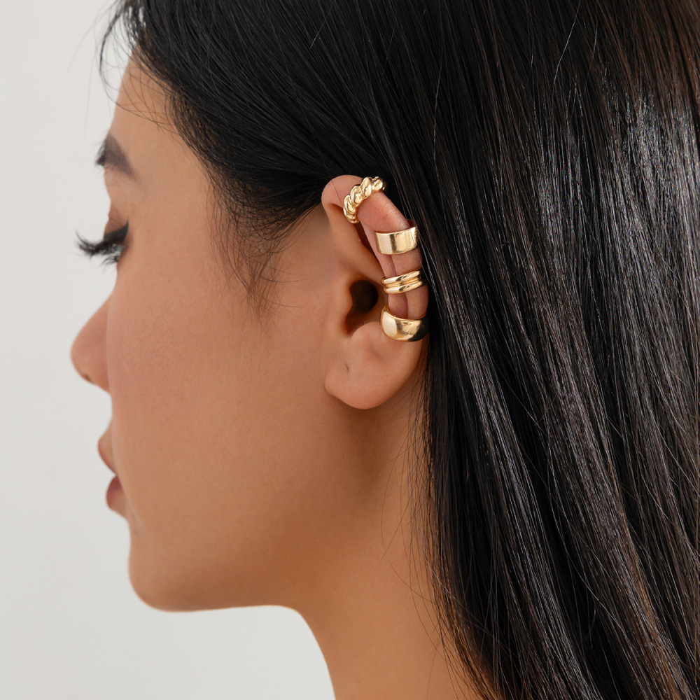 Design-conscious irregular alloy clip-on earring set