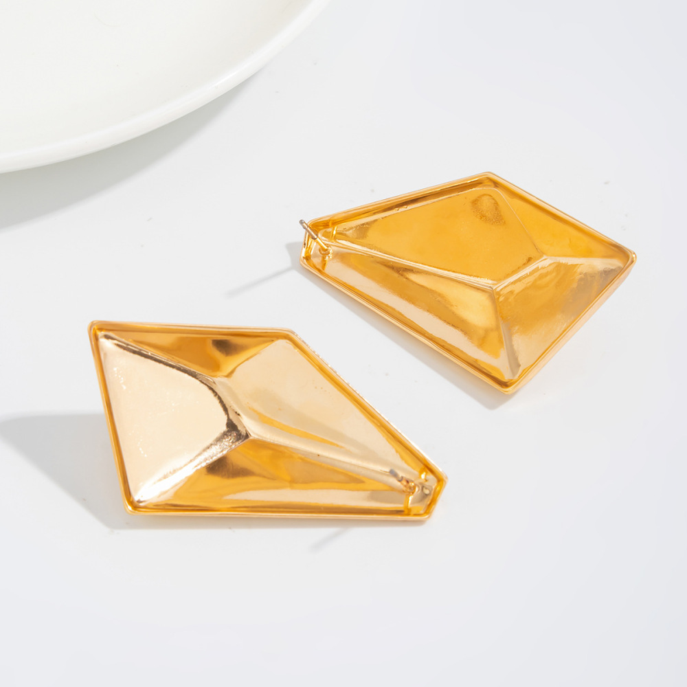 Unique, irregularly shaped, multifaceted alloy earrings