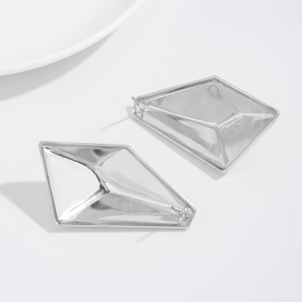 Unique, irregularly shaped, multifaceted alloy earrings