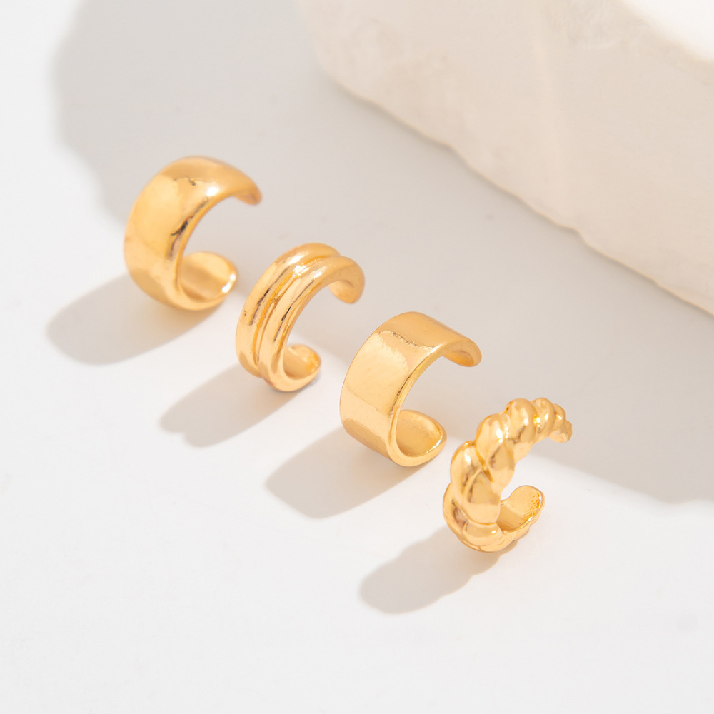 Design-conscious irregular alloy clip-on earring set