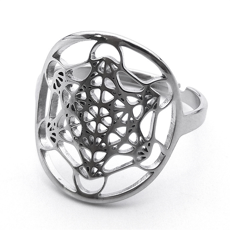 MYK3222-Stainless Steel Flower of Life Ring