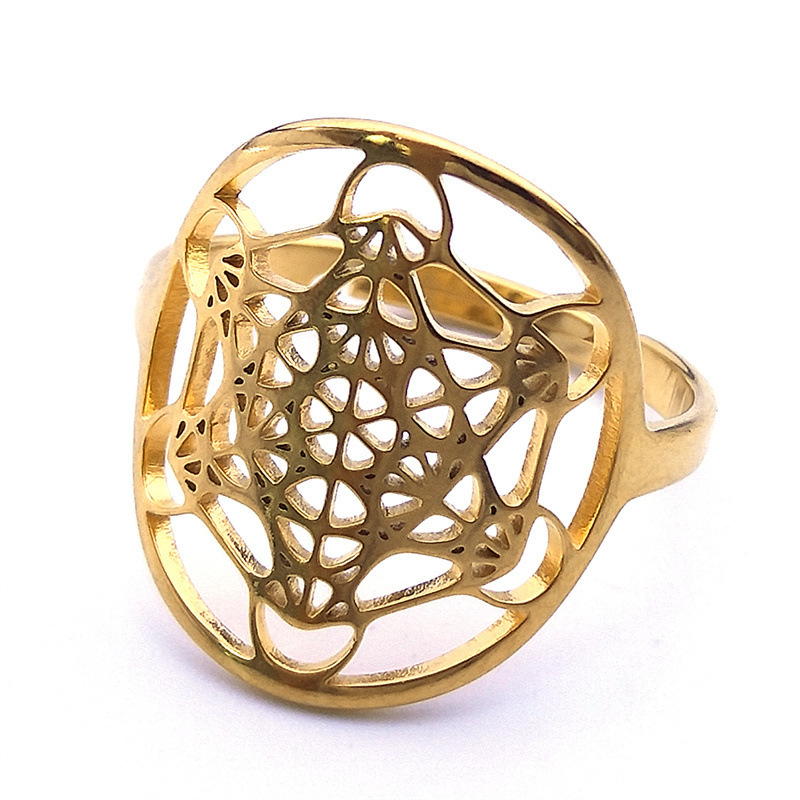 MYK3222-Stainless Steel Flower of Life Ring