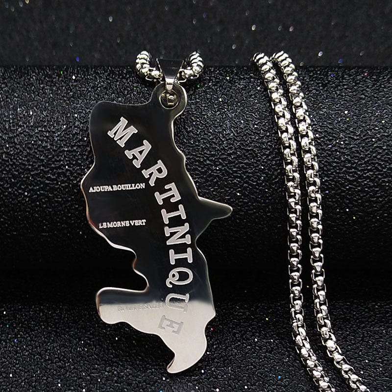 MYK3230-Martinique Island Map Necklace Stainless Steel Couple Jewelry