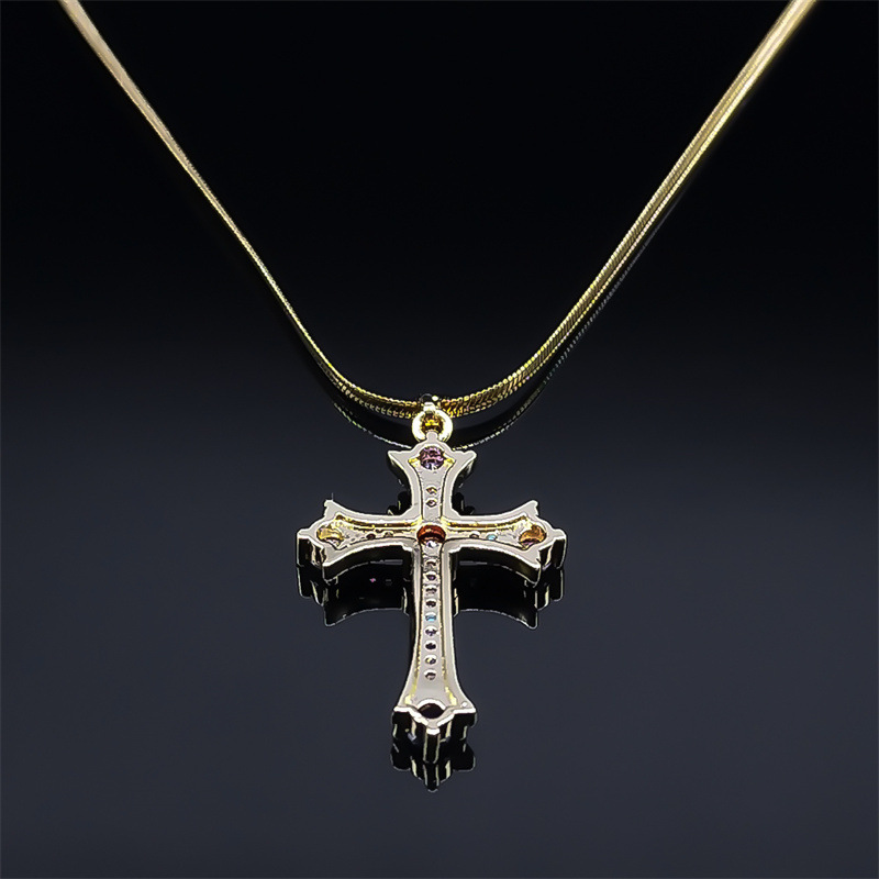 MYK3227-Hip-hop style stainless steel cross necklace