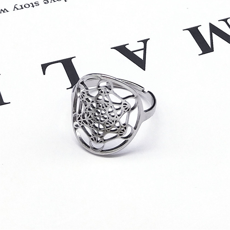 MYK3222-Stainless Steel Flower of Life Ring