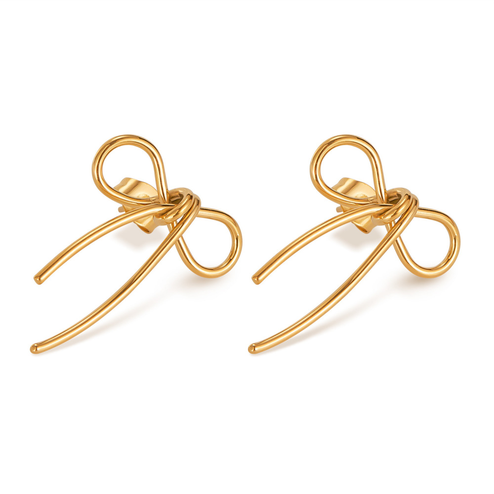 MYK3254-Creative design, stylish minimalist stainless steel bow earrings