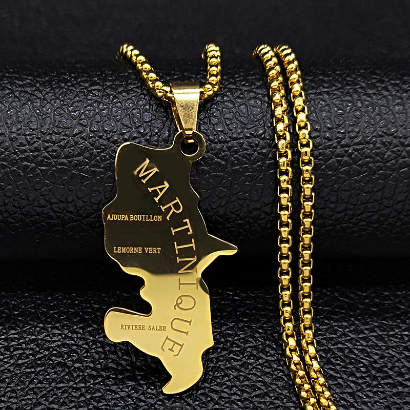 MYK3230-Martinique Island Map Necklace Stainless Steel Couple Jewelry