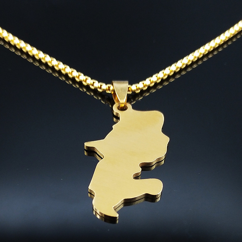 MYK3230-Martinique Island Map Necklace Stainless Steel Couple Jewelry