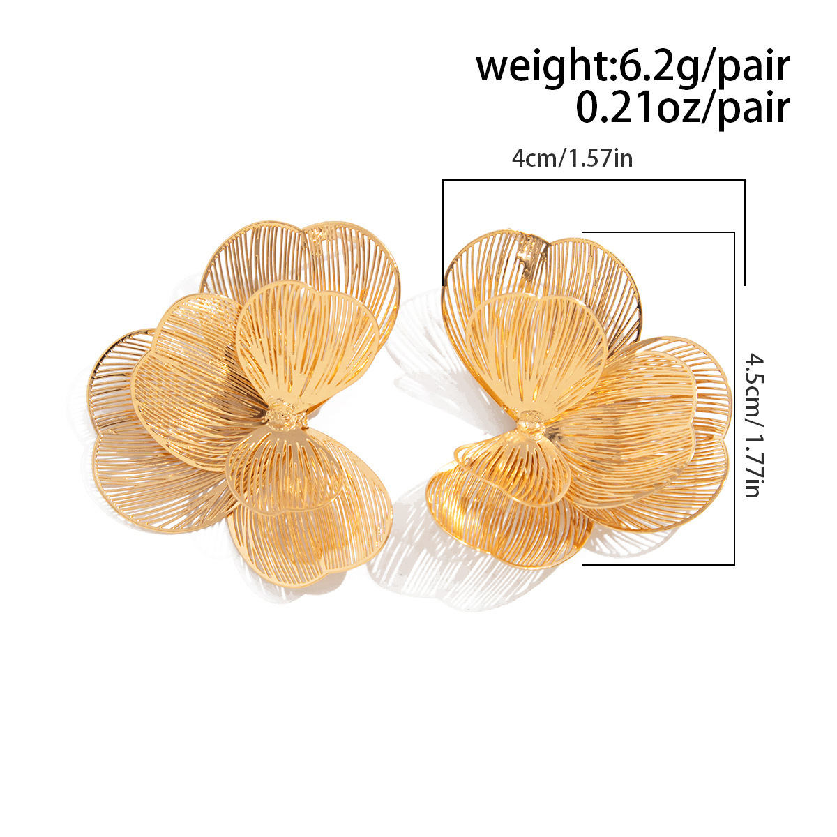 High-end openwork ginkgo leaf copper stud earrings