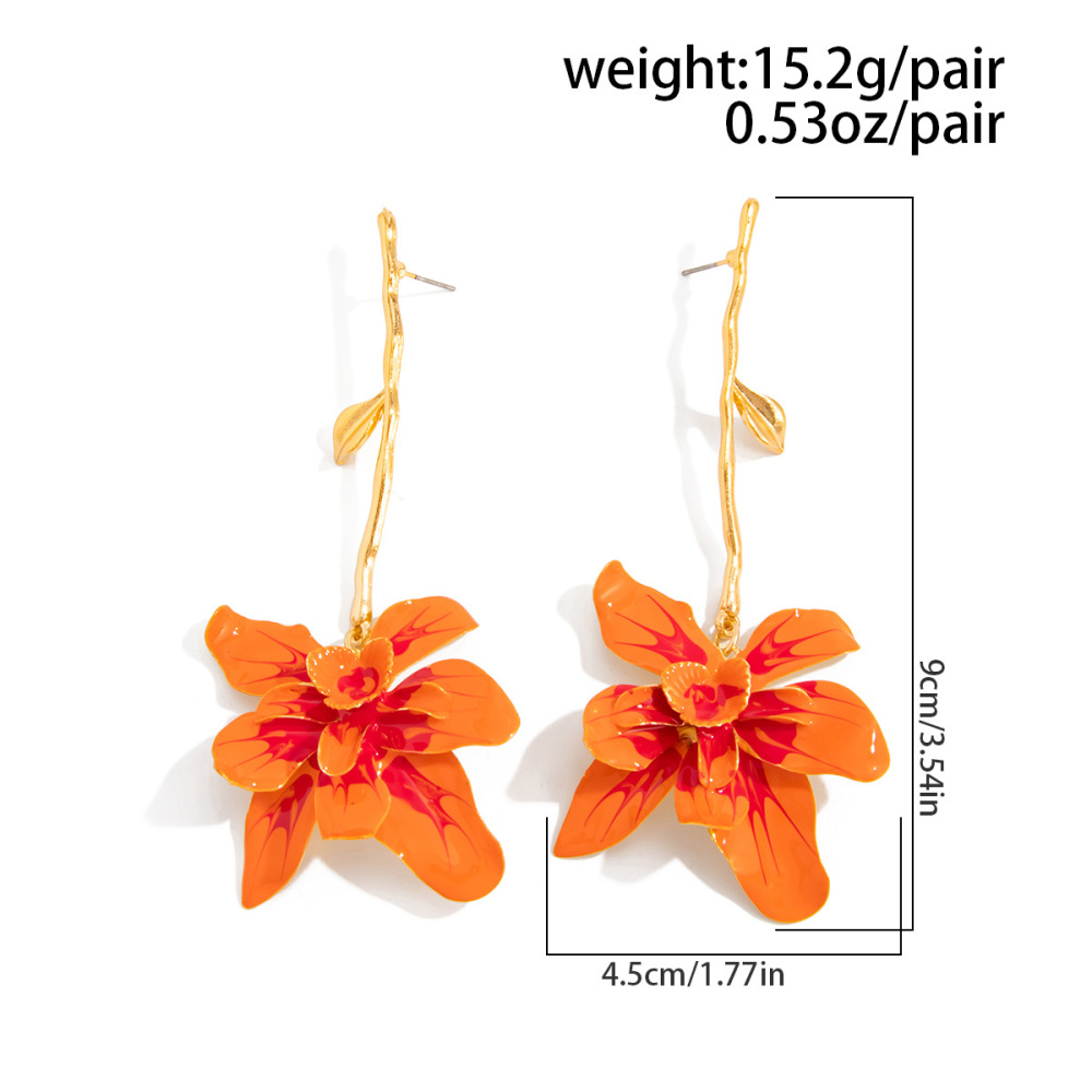 High-end gradient 3D oil-drop flower earrings