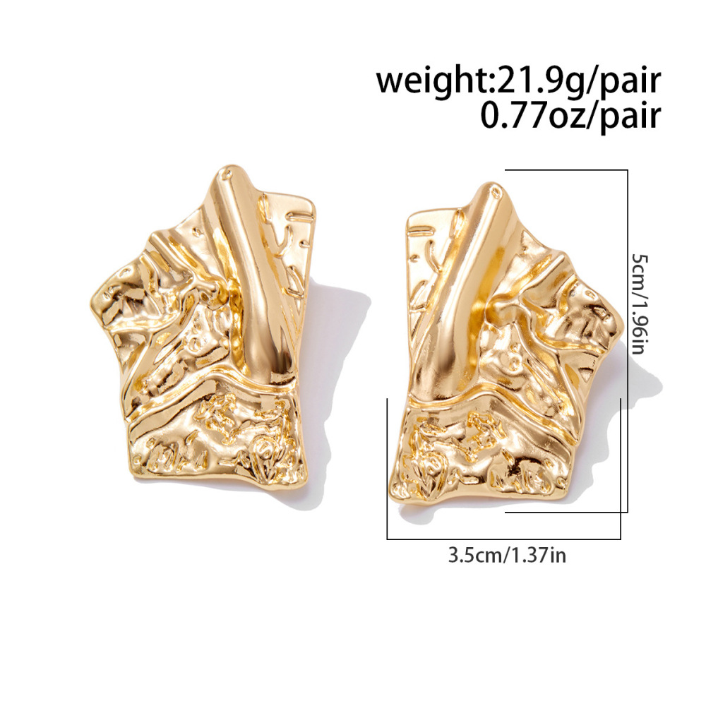 Simple irregularly pleated alloy stud earrings