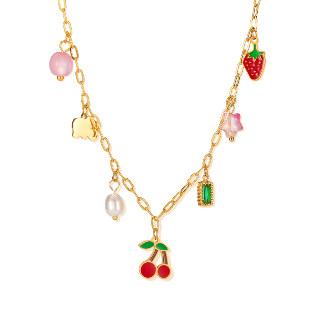 MYK3288-Stainless steel multi-element cherry high-end clavicle chain