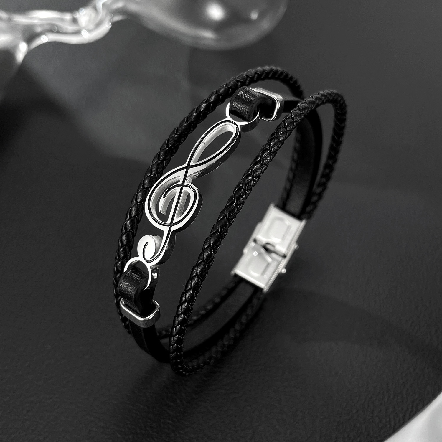 MYK3296-Hip Hop Note Creative Multi-Layer Woven Bracelet