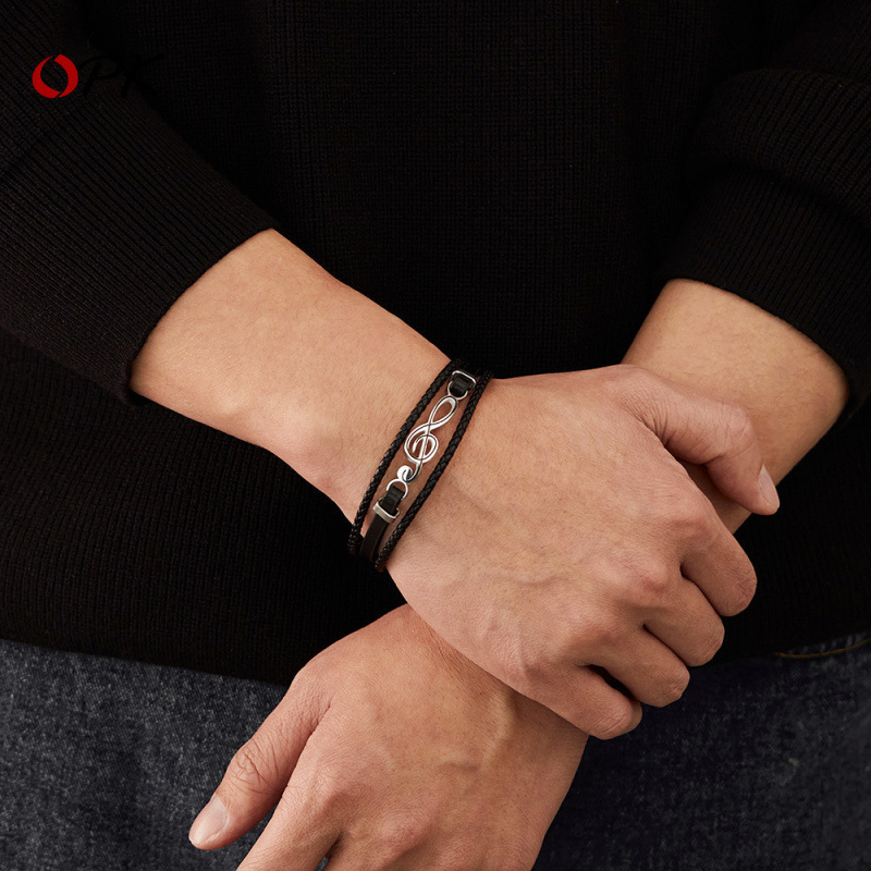 MYK3296-Hip Hop Note Creative Multi-Layer Woven Bracelet
