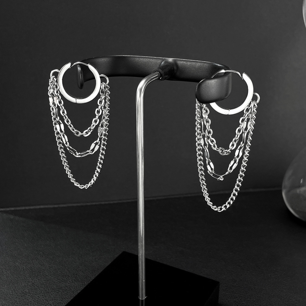 MYK3270-Stainless steel stylish tassel chain earrings