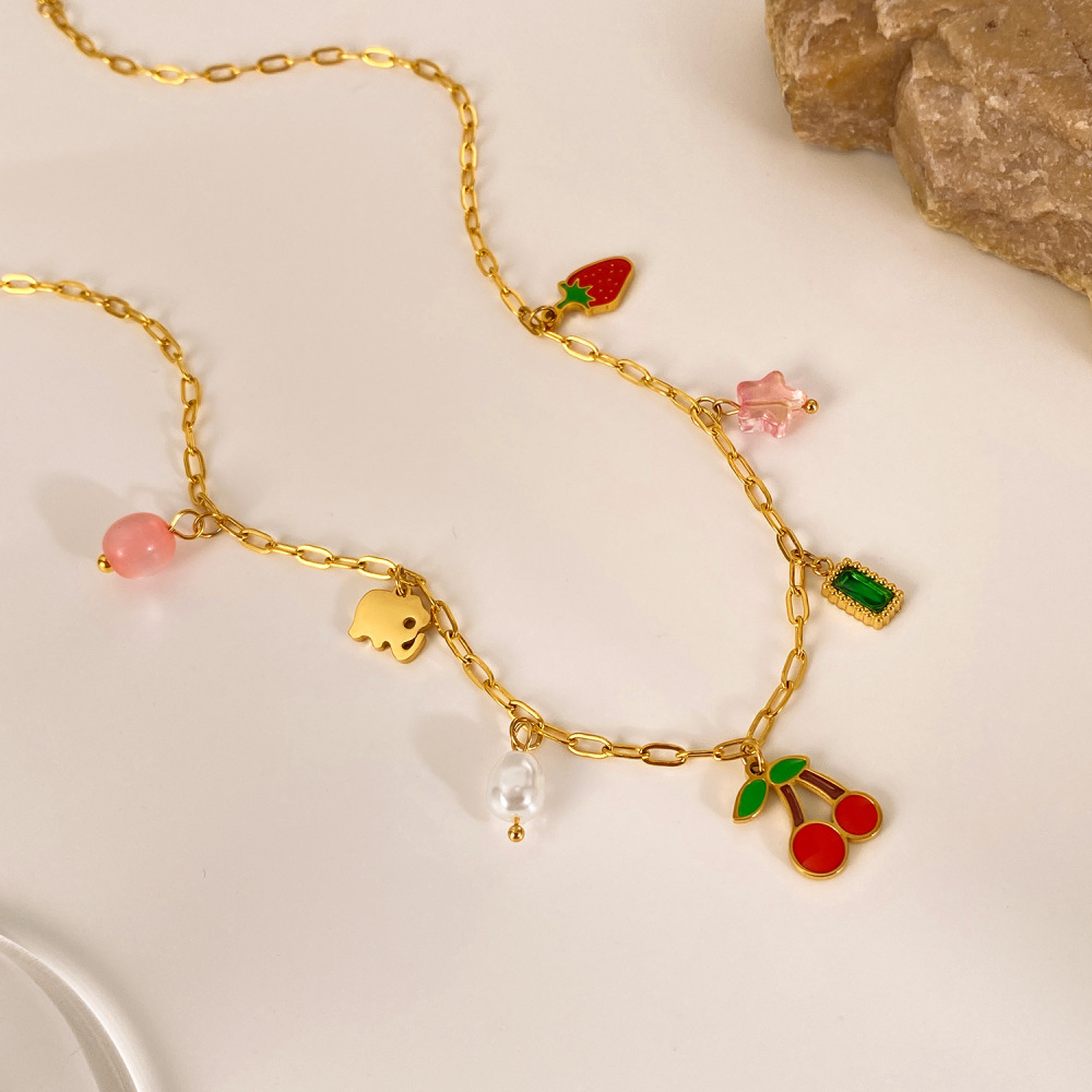 MYK3288-Stainless steel multi-element cherry high-end clavicle chain