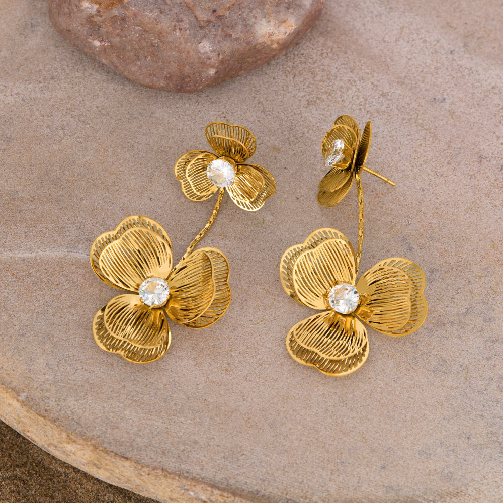 MYK3261-Stainless steel vintage tassel flower delicate and elegant earrings