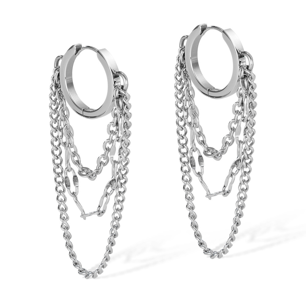MYK3270-Stainless steel stylish tassel chain earrings