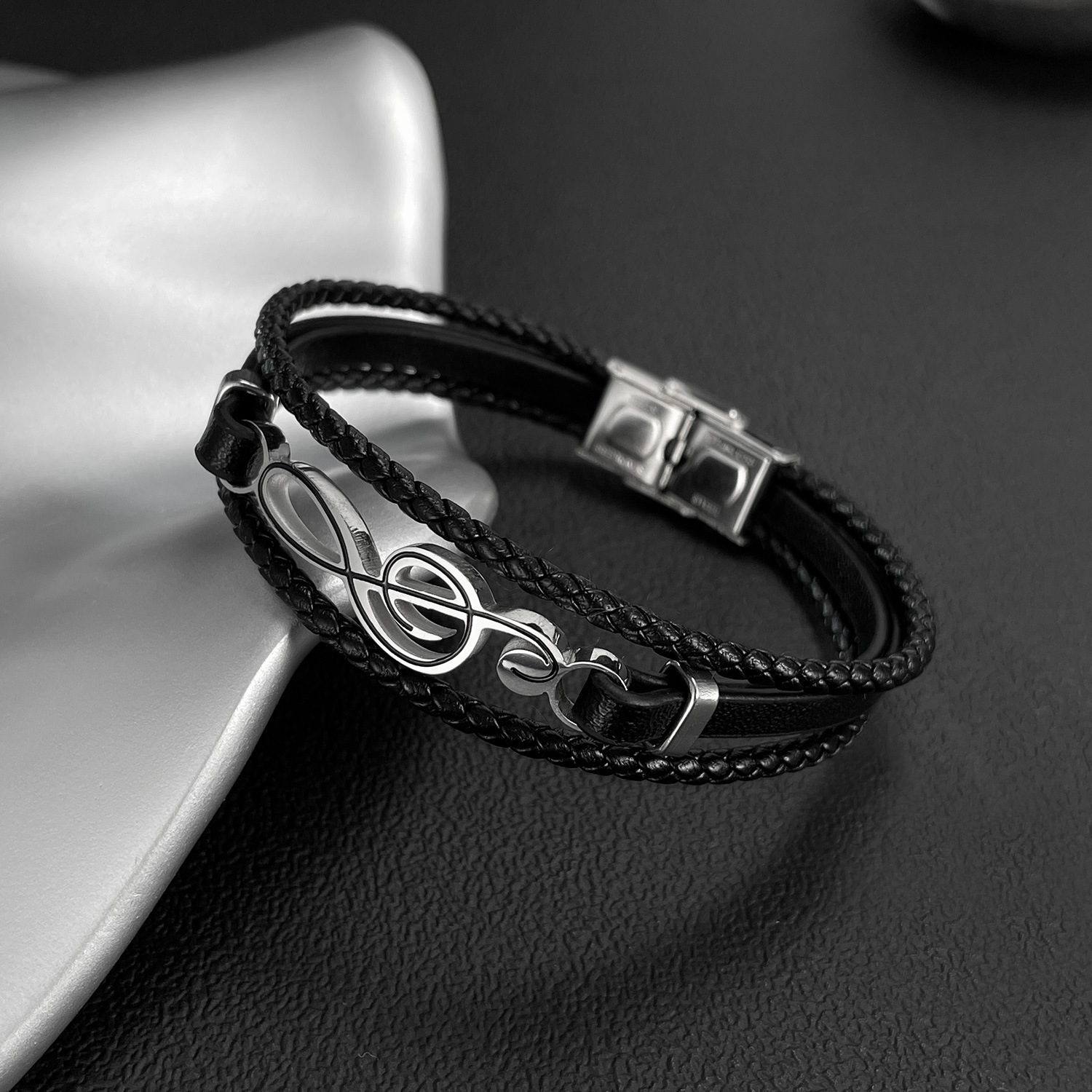 MYK3296-Hip Hop Note Creative Multi-Layer Woven Bracelet