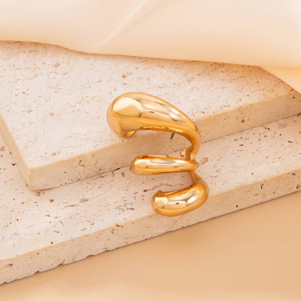 Minimalist high-end C-shaped bread-shaped alloy ear clips