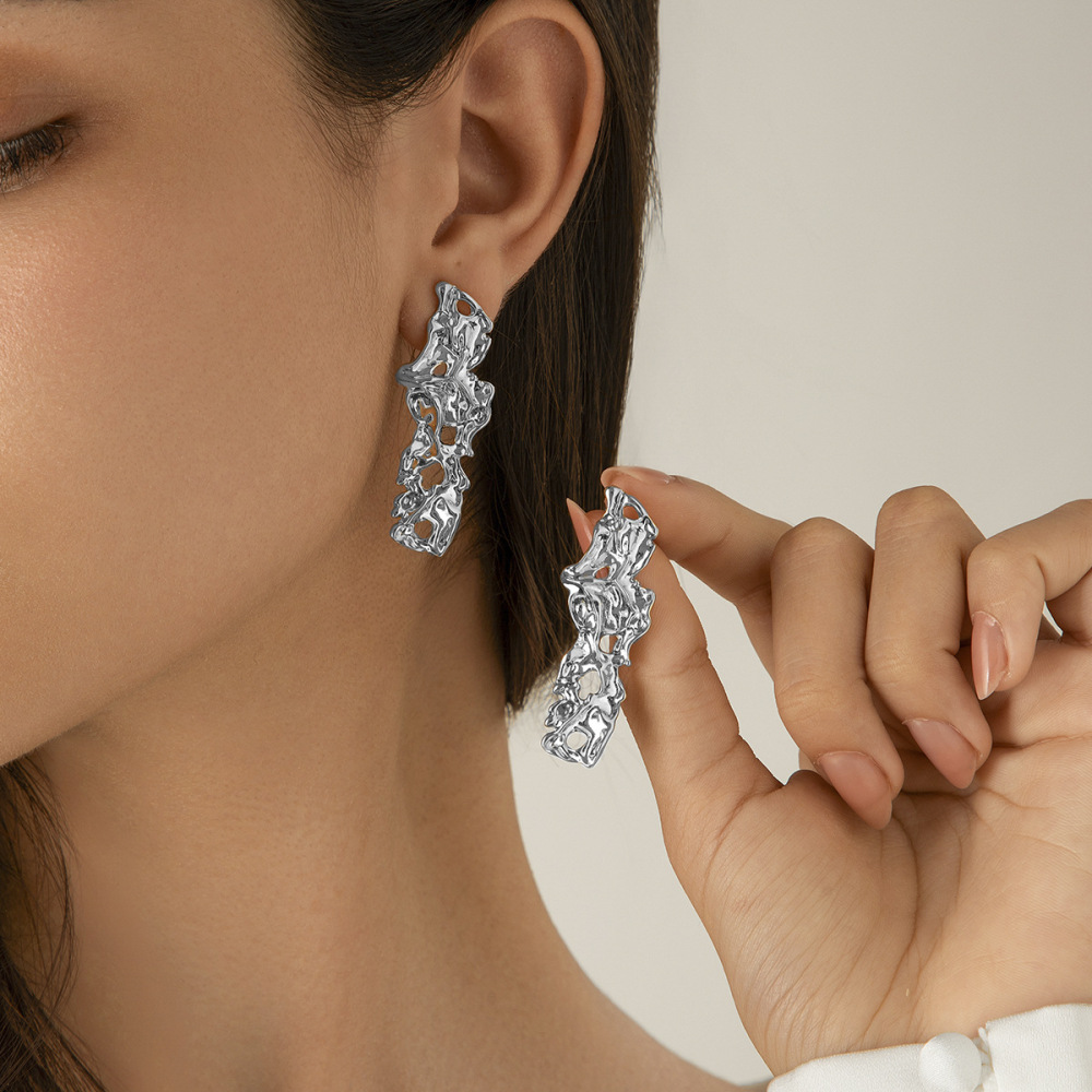 Unique Lava Liquid Alloy Earrings