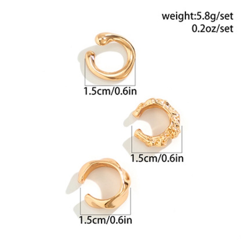 Plain hoop pleated teardrop alloy clip-on earring set