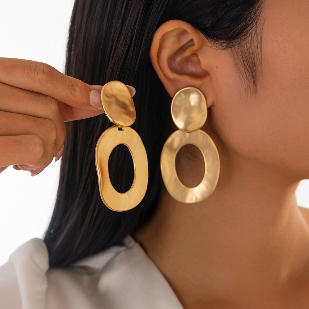 Irregular geometric openwork alloy earrings