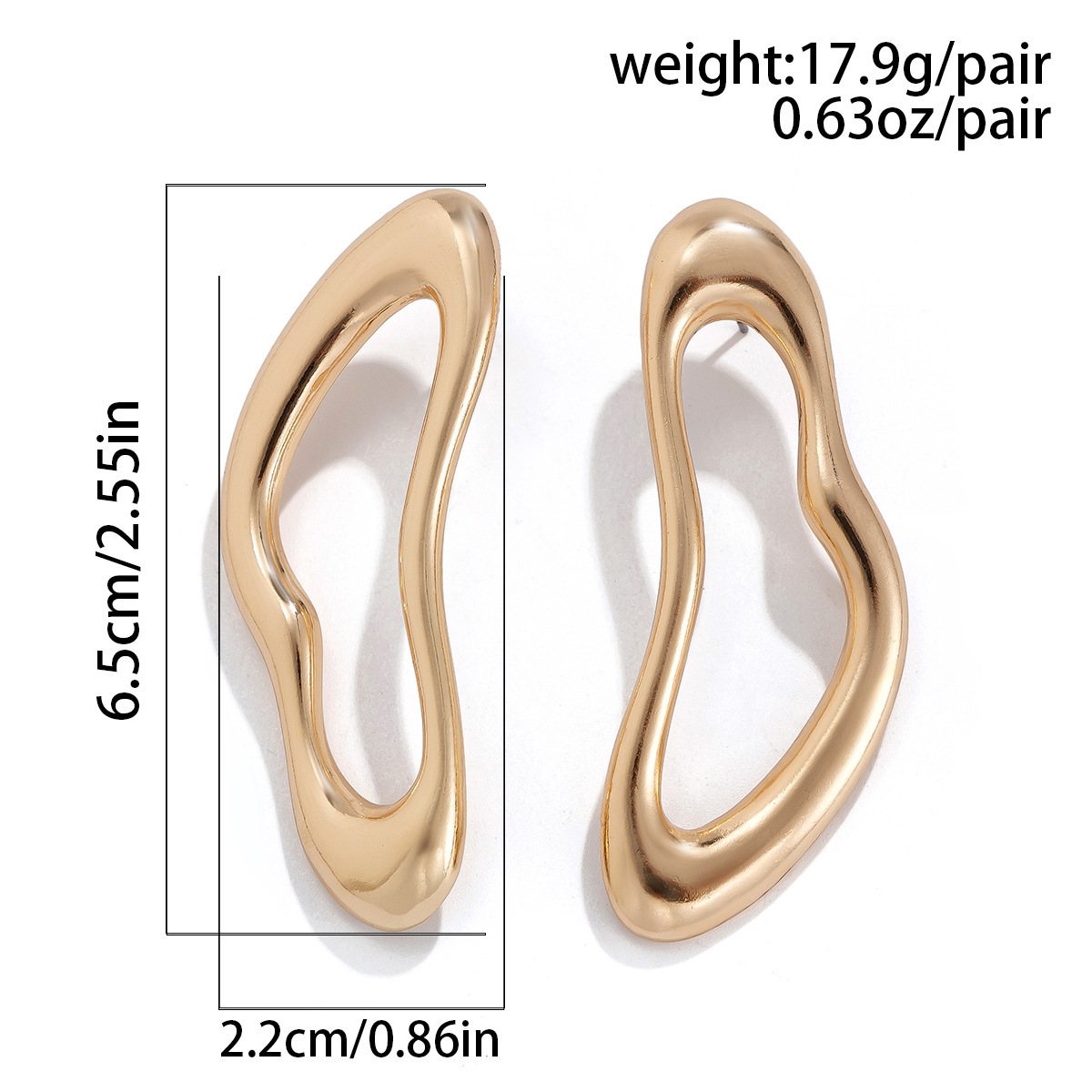 Exaggerated, irregularly shaped, openwork alloy earrings