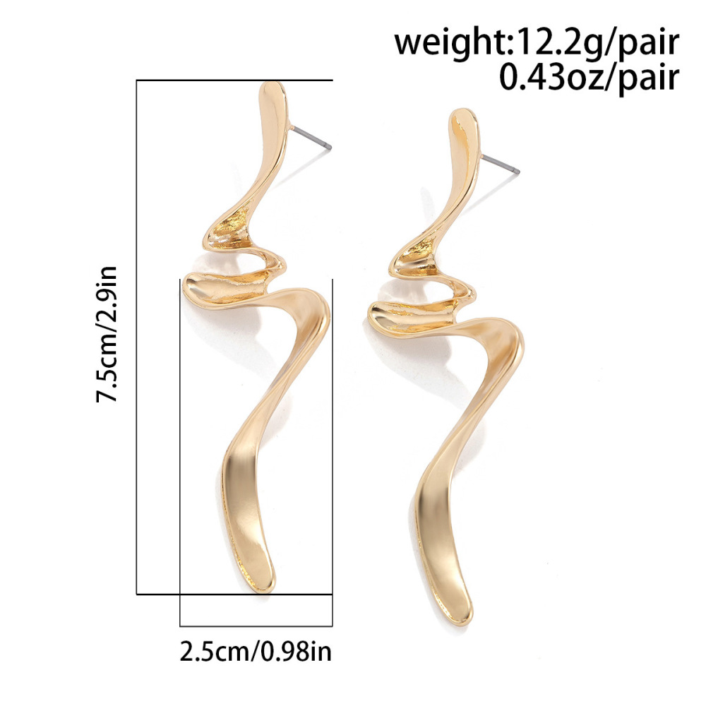 Exaggerated, irregularly twisted alloy earrings