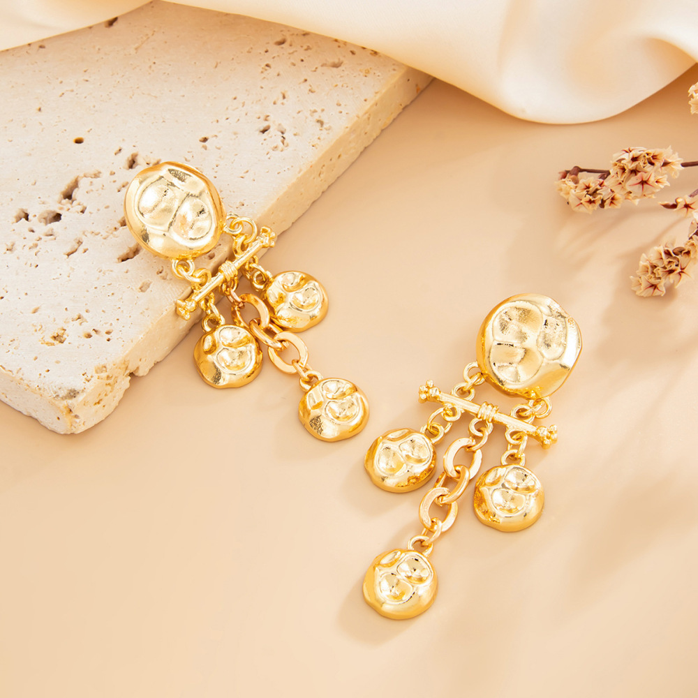 Ethnic-style irregular round alloy earrings