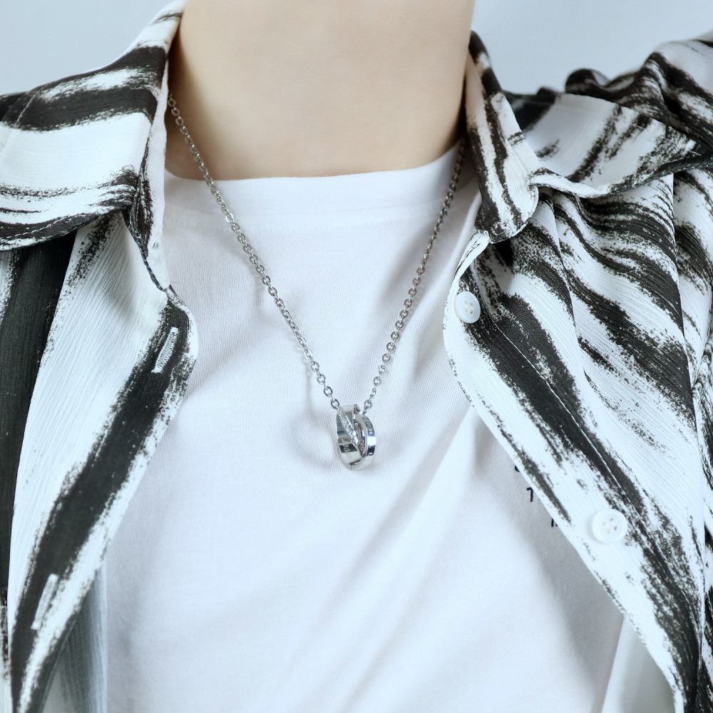 MYK3319-Stainless steel interlocking couple necklace