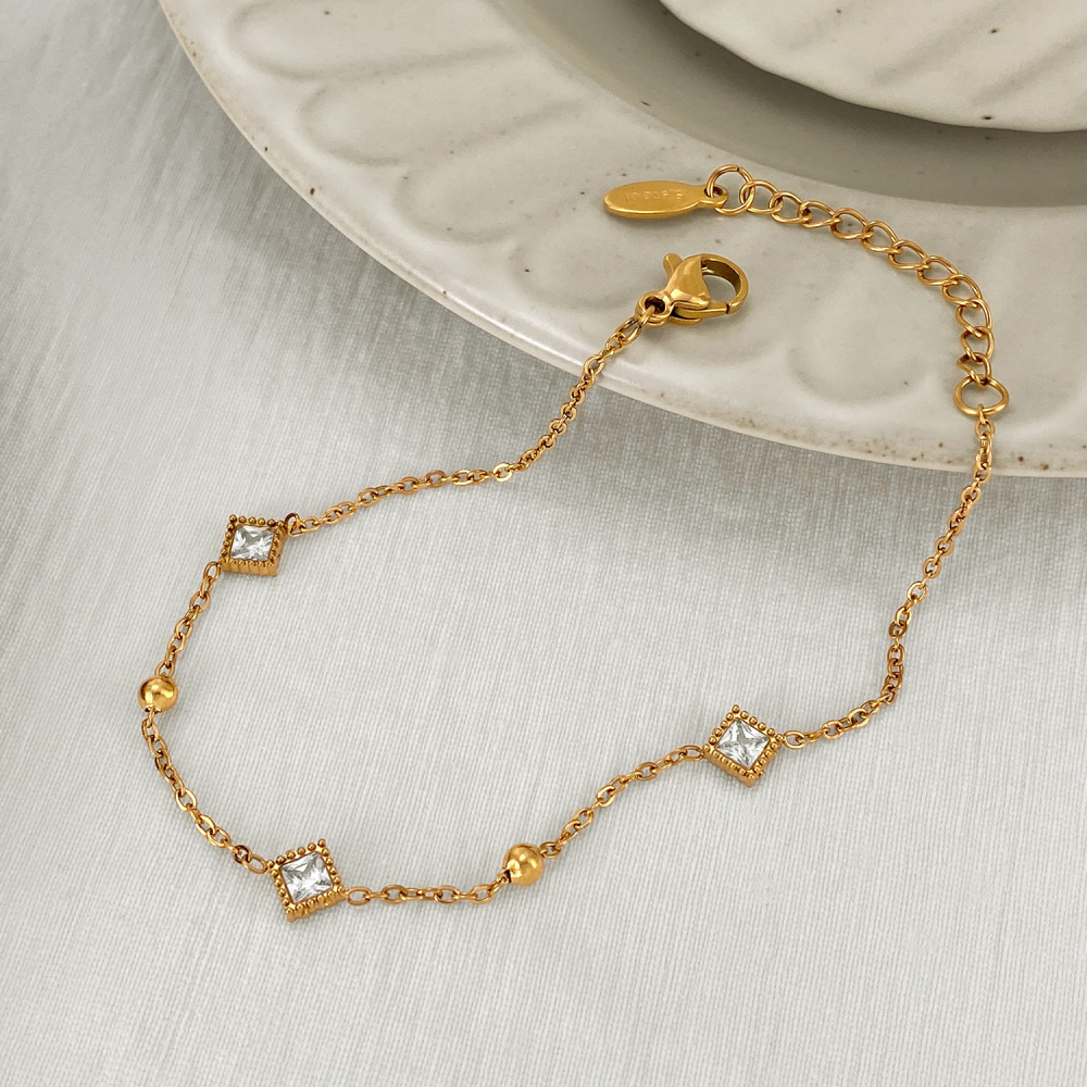 MYK3314-Stainless steel zircon fashion small round bead bracelet