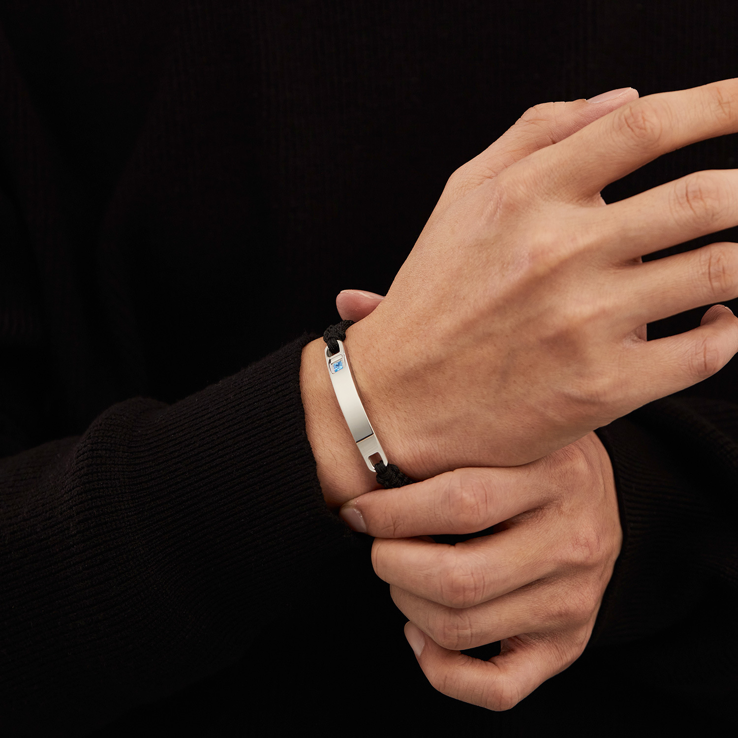MYK3313-Trendy curved stainless steel couple engraved bracelet