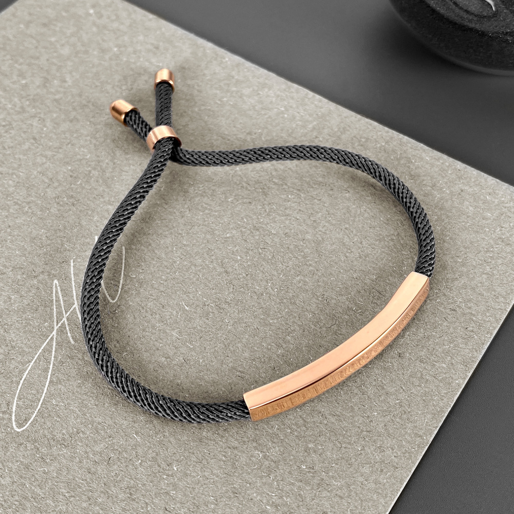 MYK3316-Stainless steel personalized woven fashion engraved couple bracelet