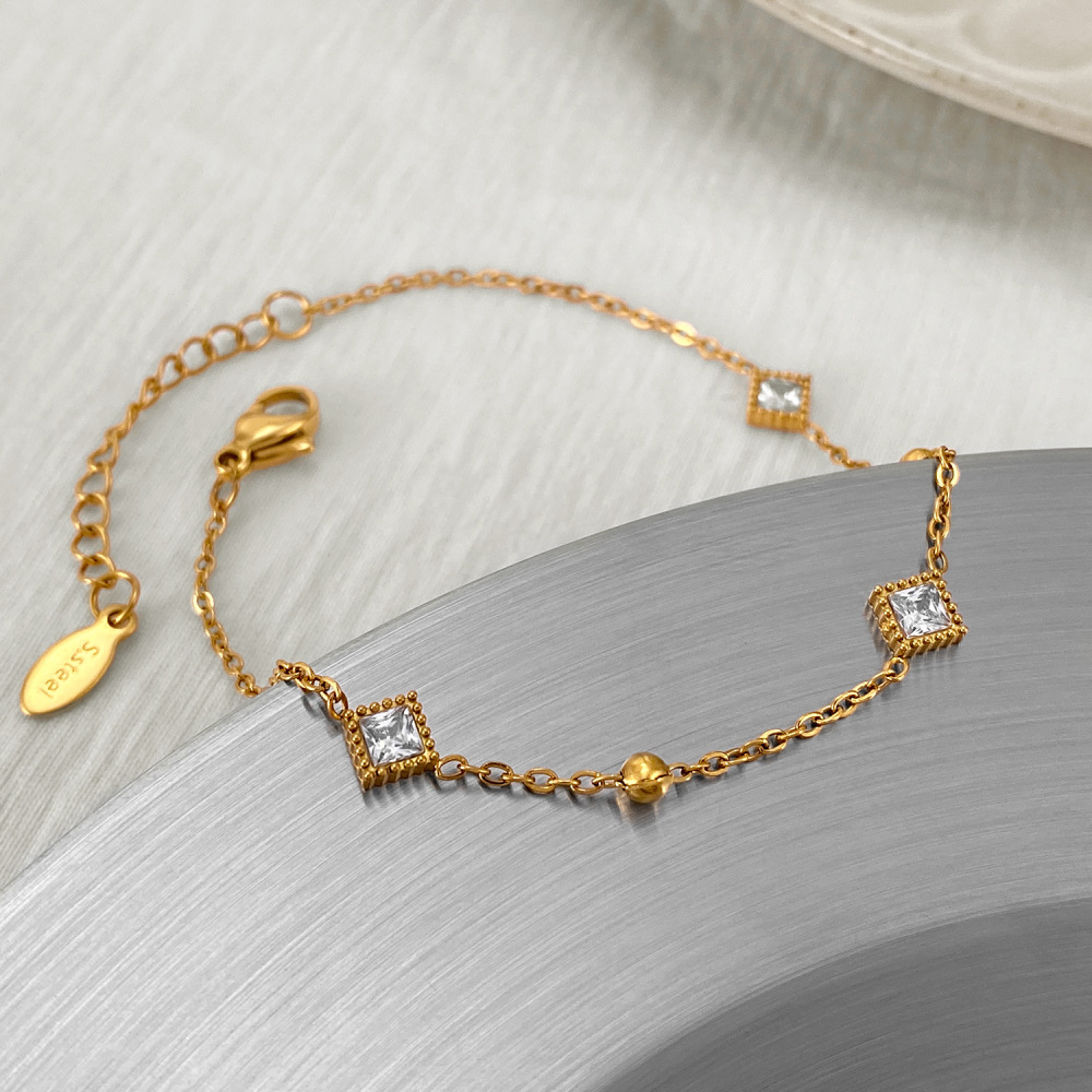 MYK3314-Stainless steel zircon fashion small round bead bracelet