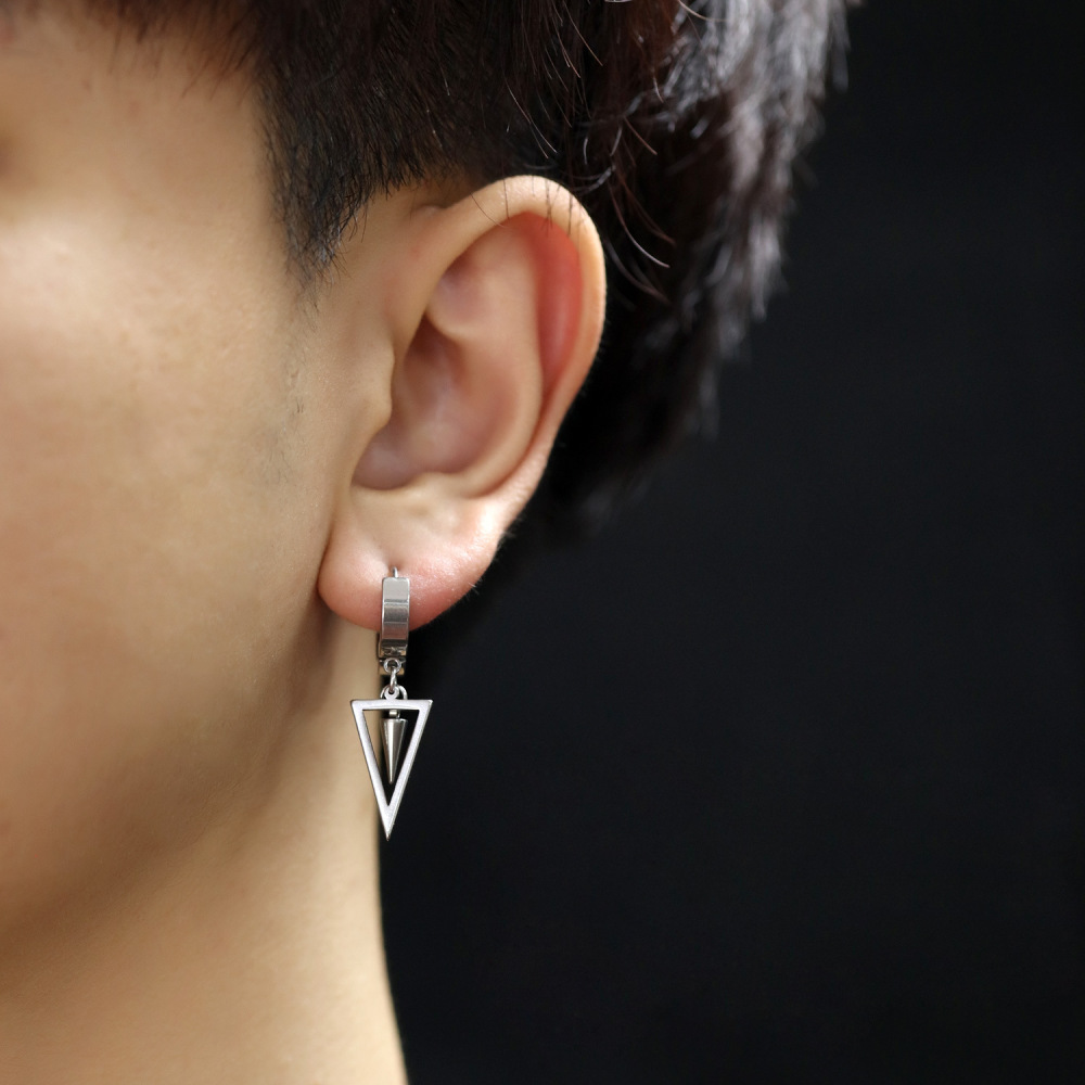 MYK3354-Stainless steel triangular cone earrings