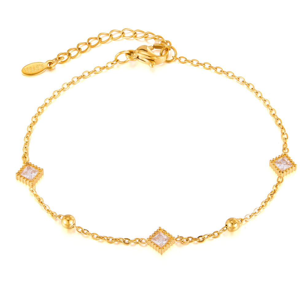 MYK3314-Stainless steel zircon fashion small round bead bracelet