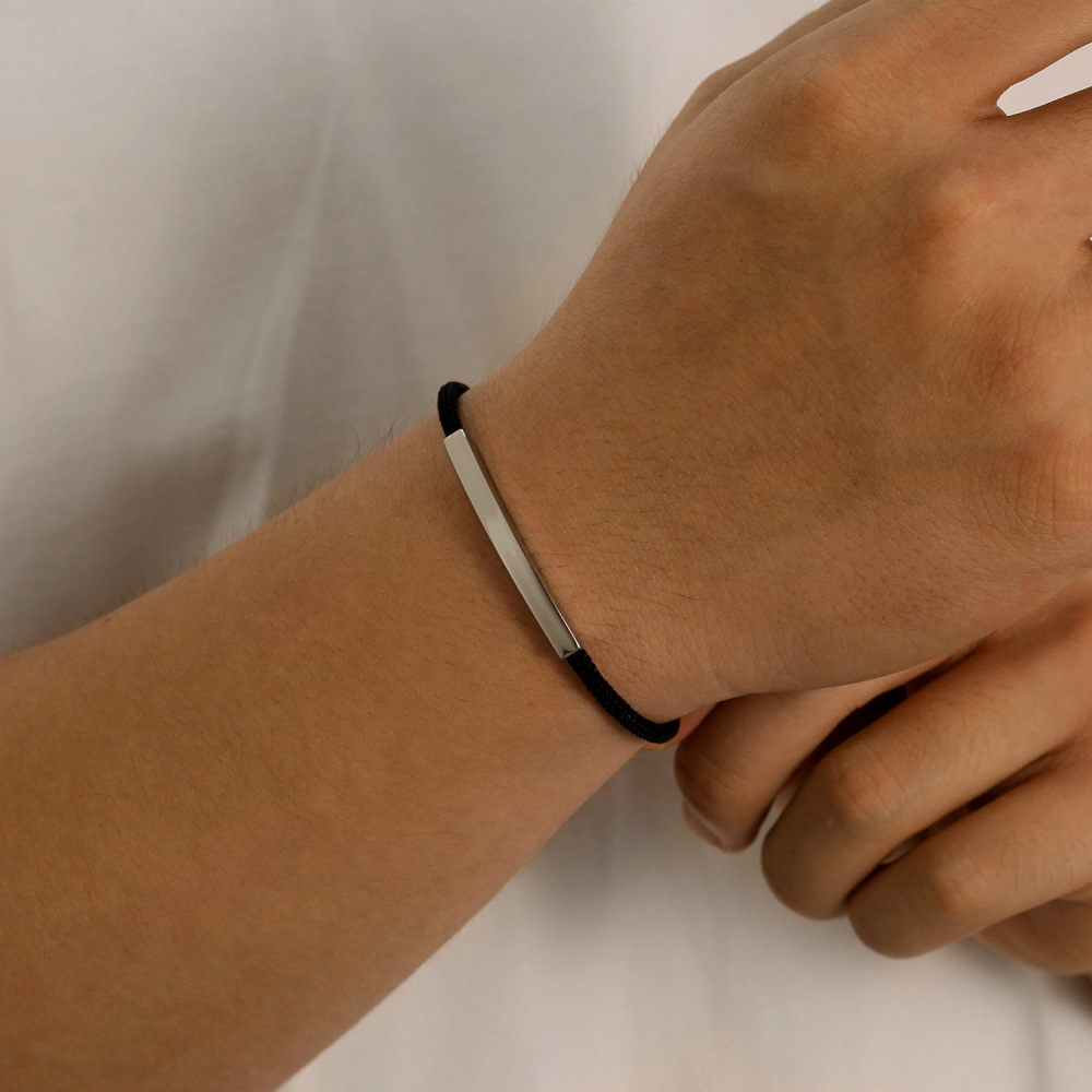 MYK3316-Stainless steel personalized woven fashion engraved couple bracelet