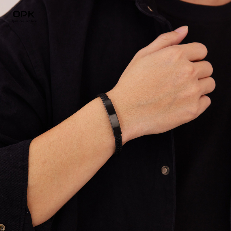 MYK3328-Men's woven leather bracelet