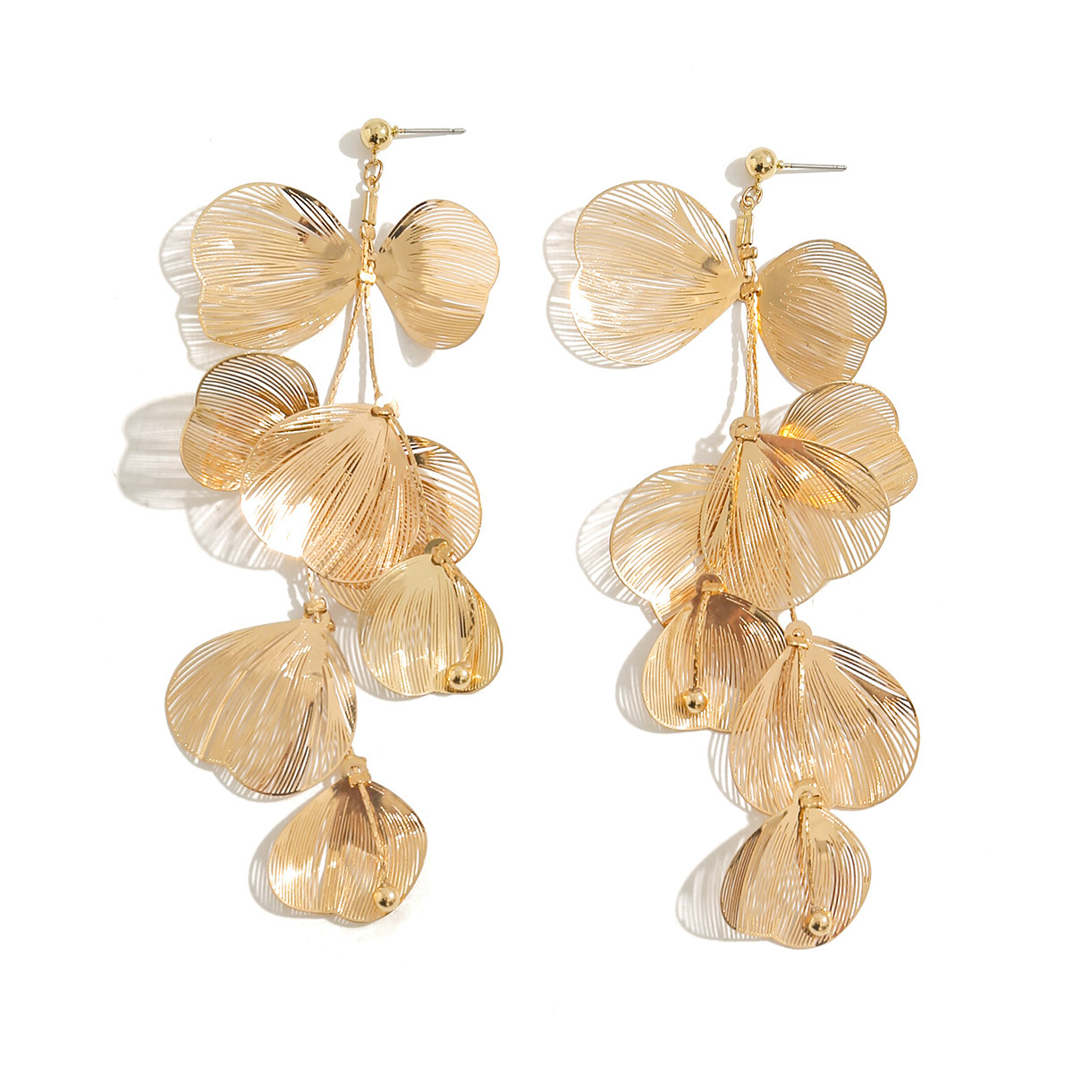 Niche Ginkgo Leaf Tassel Copper Earrings