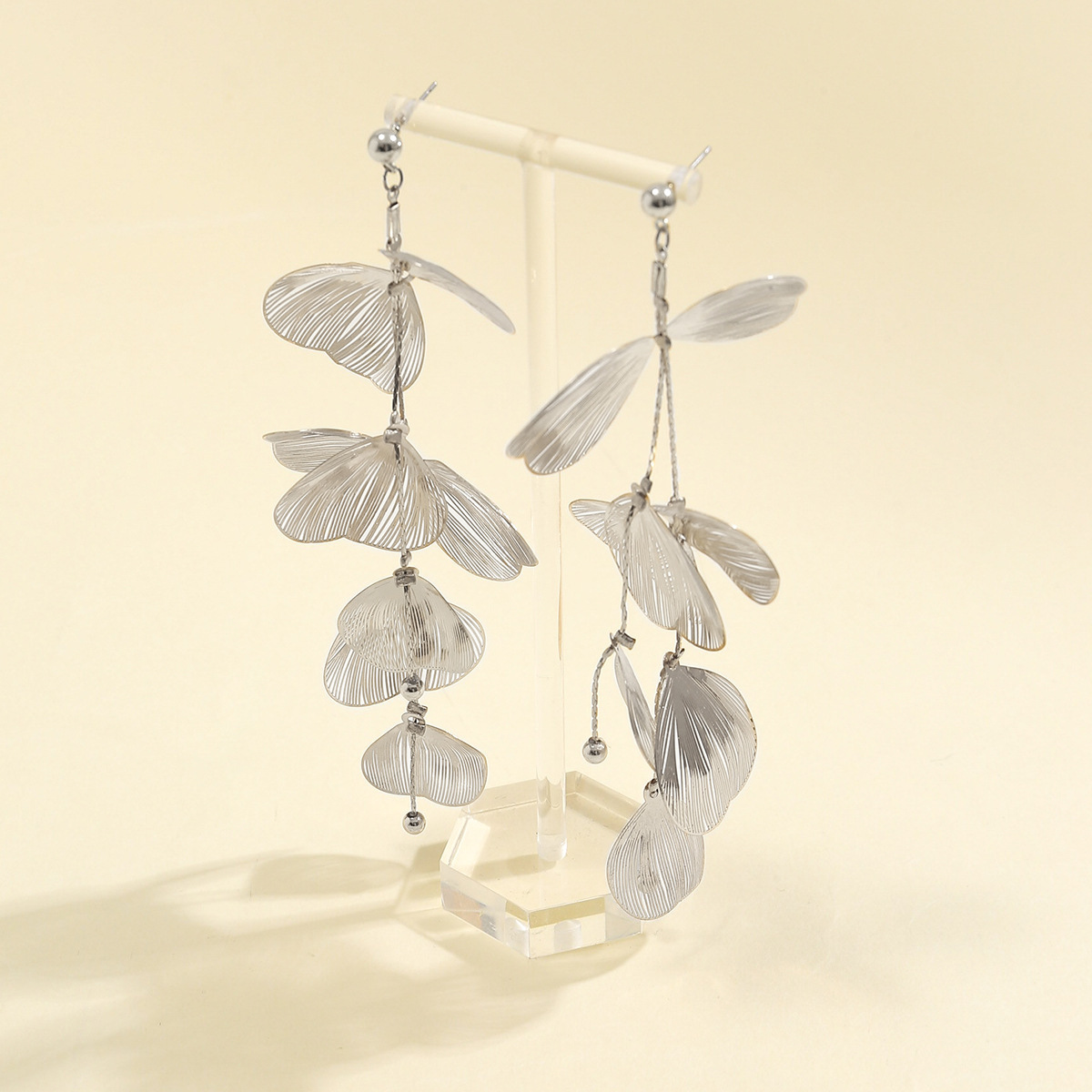 Niche Ginkgo Leaf Tassel Copper Earrings