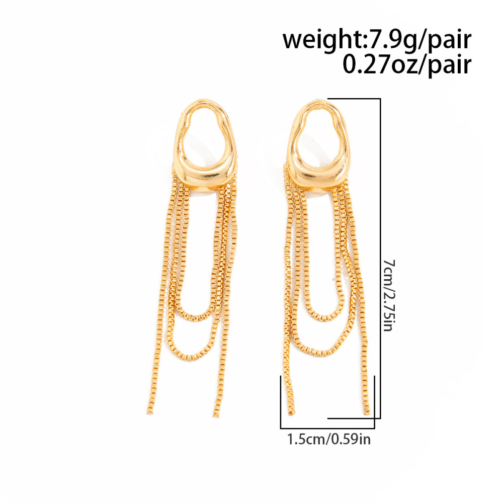 High-end niche style long alloy tassel earrings
