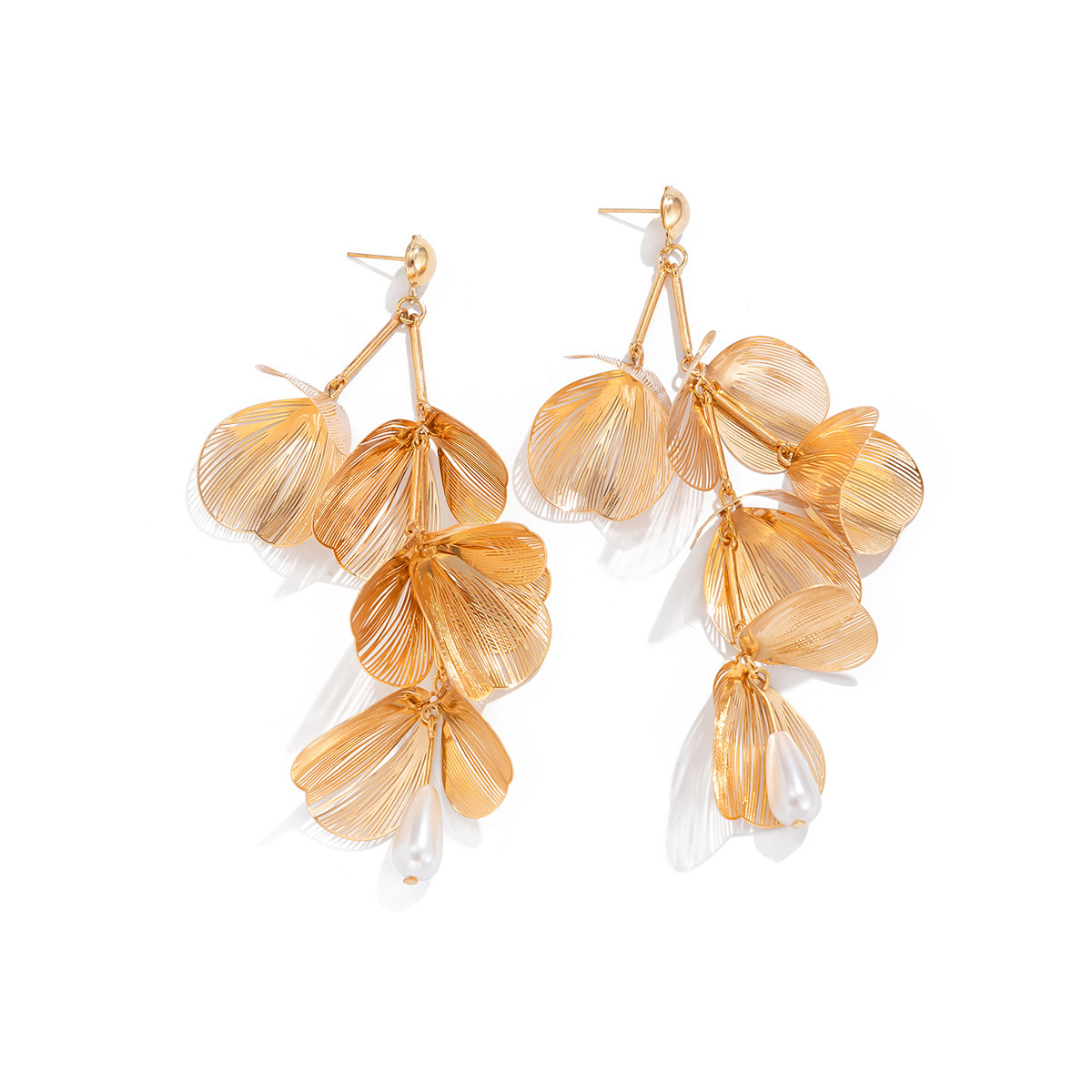 Metallic Ginkgo Leaf Copper Earrings